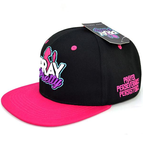 Adjustable Plastic Snapback Caps Flat Bill